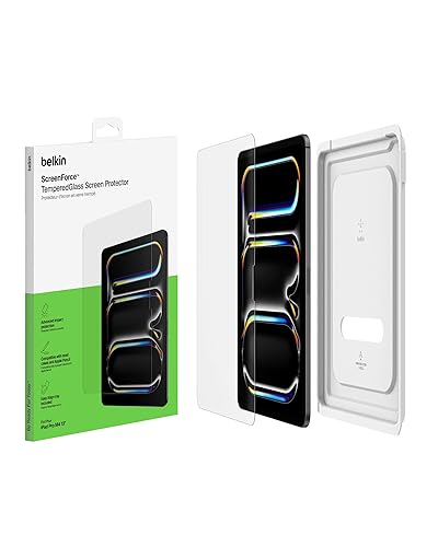 Belkin ScreenForce TemperedGlass Screen Protector for Apple iPad Pro 13" 7th Generation, Thin, Extra Durable, Scratch-Resistant w/Easy Installation, Compatible w/Case & Apple Pencil