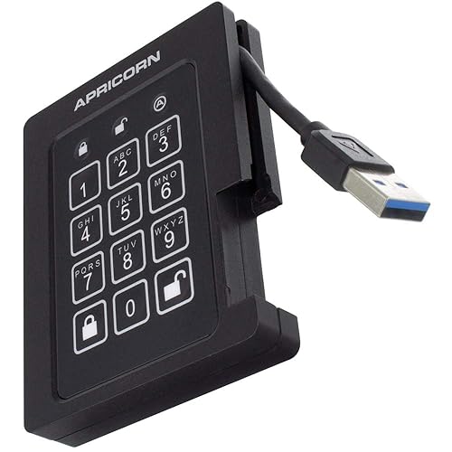 Apricorn Aegis Padlock 480 GB SSD 256-Bit, FIPS 140-2 Level 2 Validated Ruggedized USB 3.0 Encrypted External Portable Drive (ASSD-3PL256-480F) 480GB