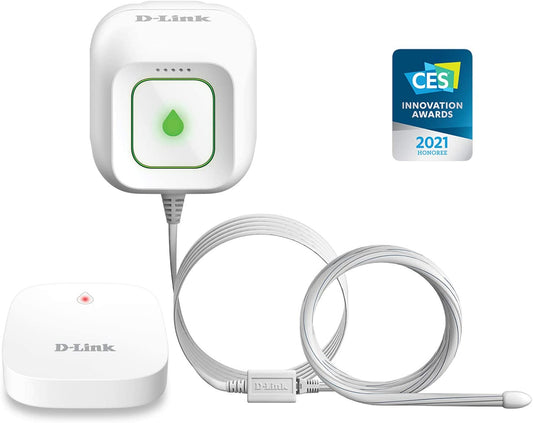D-Link Wi-Fi Water Leak Sensor Starter Kit, 2-units, 100 dB Alarm Siren and App Alert, LED Strobe Warning Light, No Hub Required, Works with Google Home, mydlink app, Expandable (DCH-S1621KT) Water Sensor Whole Home Water Sensor Kit