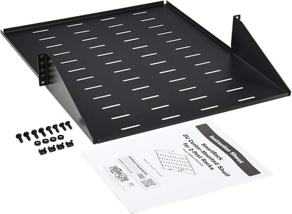 Tripp Lite 2U Center-Mounted Server Rack Enclosure Shelf, Vented Airflow Design, Mount Hardware Included, 21.5 inch Depth, 100 lbs / 45 kg Capacity, 5-Year Warranty (SRSHELF2PCENTER) 21.5" 2U Center-Mounted