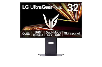 LG Ultragear GX8 32” OLED 4K UHD Gaming Monitor 32GX850A Dual-Mode UHD 165Hz/FHD 330Hz 0.03ms GtG HDR True Black 400 G-SYNC Compatible FreeSync Premium Glare Panel, Black 32" UHD 3840 x 2160 165Hz