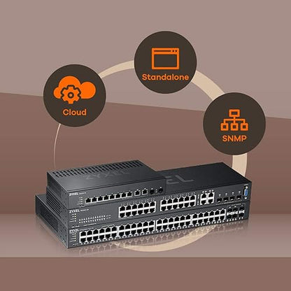 ZyXEL 24-Port Gigabit Ethernet Layer 2 Managed PoE+ Switch with 375 Watt Budget and 4 Gigabit Combo Ports and Hybrid Cloud Mode [GS2220-28HP] 24-Port | PoE+ | 4-Port GbE combo