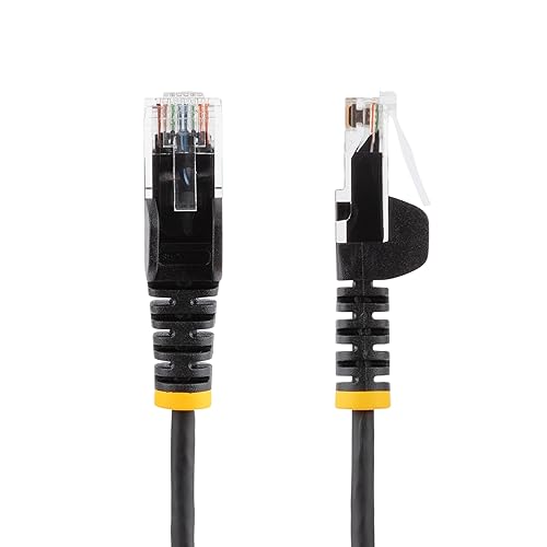 StarTech.com 50ft Black Slim CAT6 Ethernet Cable, Snagless RJ45, LSZH, 28AWG Bare Copper, Slim Network Patch Cable/Cord