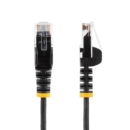 StarTech.com 50ft Black Slim CAT6 Ethernet Cable, Snagless RJ45, LSZH, 28AWG Bare Copper, Slim Network Patch Cable/Cord