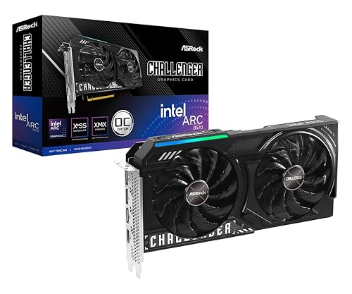 ASRock Intel Arc B570 Challenger 10GB OC 2600 MHz 19 Gbps GDDR6 160 Bits 7680 x 4320 600W Dual Fan 0dB Silent Cooling Graphics Card
