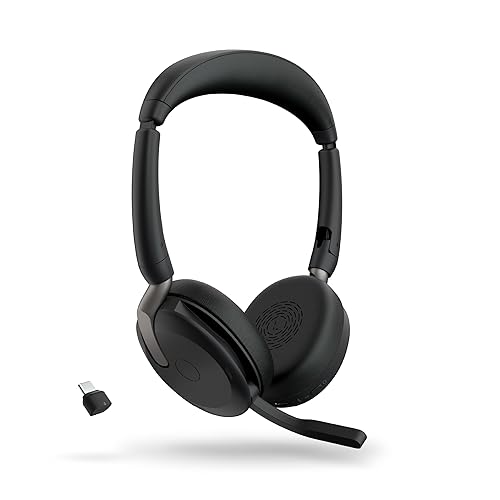Jabra Evolve2 65 Flex Wireless Stereo Headset - Bluetooth, Noise-Cancelling Jabra ClearVoice Technology & Hybrid ANC - Works with All Leading UC Platforms Such As Zoom & Google Meet - Black USB-C UC