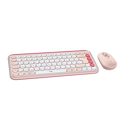 Logitech POP ICON Combo, Bluetooth Keyboard and Mouse Combo, Comfortable Typing, programmable Keys and Buttons, Quiet clicks, Easy-Switch up to 3 Devices - Rose Combo Rose