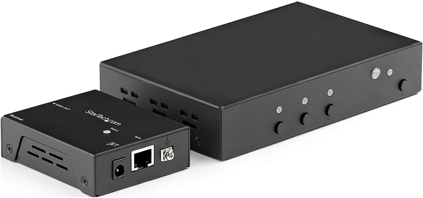 StarTech.com HDMI Extender Over CAT6 with 3 Port Video Switch, 4K 30Hz/115ft, HDBaseT HDMI Extender Kit, IR Control, 4K Video Over Ethernet w/ Automatic HDMI Switcher, HDMI Switch Box (VS321HDBTK)