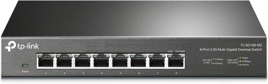 TP-Link TL-SG108-M2 | 8 Port Multi-Gigabit Unmanaged Network Switch, Ethernet Splitter | 2.5G Bandwidth | Plug &amp; Play | Desktop/Wall-Mount | Fanless Metal Design | Limited Lifetime Protection 8 Port, 2.5 Gigabit