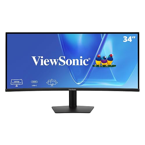 ViewSonic VG3420C 34 Inch 1440p Ultrawide Curved Monitor, 120Hz, 96W USB C