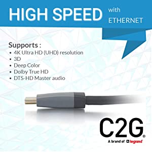 C2g/ cables to go C2G 50632 Select 4K UHD High Speed HDMI Cable (60Hz) with Ethernet M/M, in-Wall CL2-Rated, Black (20 Feet, 6.09 Meters) 20ft