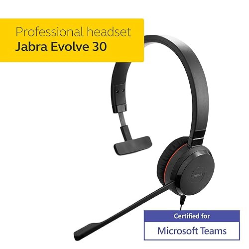 Jabra Evolve 30 II Mono UC - Professional Unified Communicaton Headset, Black, Mono Speaker (5393-823-309) Mono Skype Optimized Headset