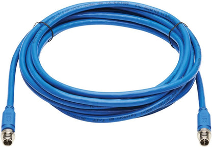 Tripp Lite M12 X-Code Cat6a Shielded Ethernet Cable, 10G F/UTP CMR-LP (M/M), IP68, 60W Power Over Ethernet, Blue, 16.4 Feet / 5 Meters, (NM12-6A1-05M-BL) M12 Cable 16.4 ft / 5M