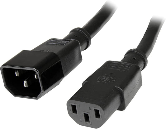 StarTech.com 6ft (1.8m) Heavy Duty Extension Cord, IEC 320 C14 to IEC 320 C13 Black Extension Cord, 15A 125V, 14AWG, Heavy Gauge Power Extension Cable, Heavy Duty AC Power Cord, UL Listed (PXT100146) 6 ft/2 m 14 AWG