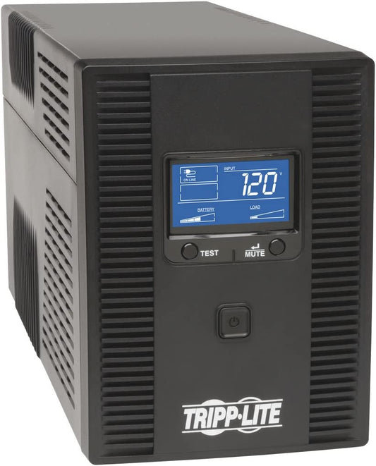 Tripp Lite OMNI1500LCDT 1500VA UPS Battery Back Up AVR LCD Display 10 Outlets 120V 810W Tel &amp; Coax Protection USB, 3 Year Warranty &amp; $250,000 Insurance, Black OMNI 1500VA Tower UPS