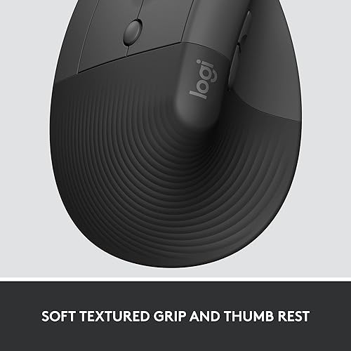 Logitech Lift for Business Left, Vertical Ergonomic Mouse - Left-Handed, Wireless, Bluetooth or Secured Logi Bolt USB, Quiet clicks, Globally Certified, Windows/Mac/Chrome/Linux - Graphite