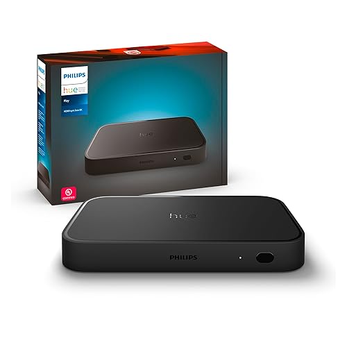 Philips Hue Play HDMI sync Box 8K - Syncs up to 10 Hue Lights with Your Video Games, Movies, and Music - Requires Hue Bridge - Supports Dolby Vision HDR10+ - Control with Hue App