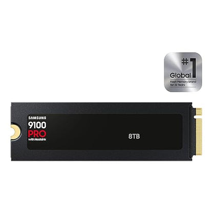 Samsung 9100 PRO with Heatsink - 4TB PCIe 5.0 x4, NVMe 2.0, M.2 Internal SSD, Up to 14,800MB/s, Fast Speed, Thermal Contorl, MZ-VAP4T0CW [Canada Version] 9100 PRO HS 8TB