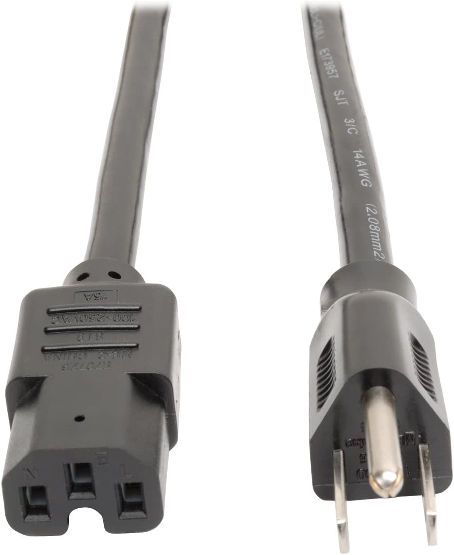 Tripp Lite Heavy Duty Power Cord, 15A,14AWG (NEMA 5-15P to IEC-320-C15) 4-ft.(P019-004)