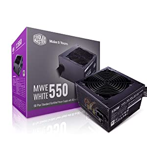 Coolermaster Cooler Master MWE White 550 80+ White 550W PSU with HDB Silent 120mm Fan, Single +12V Rail, Flat Black Cables White 550 MWE
