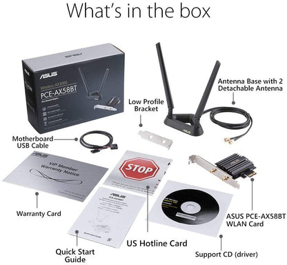 Asus AX3000 (Pce-AX58BT) Next-Gen WiFi 6 Dual Band PCIe Wireless Adapter with Bluetooth 5.0 - Ofdma, 2x2 MU-Mimo and Wpa3 Security,Black