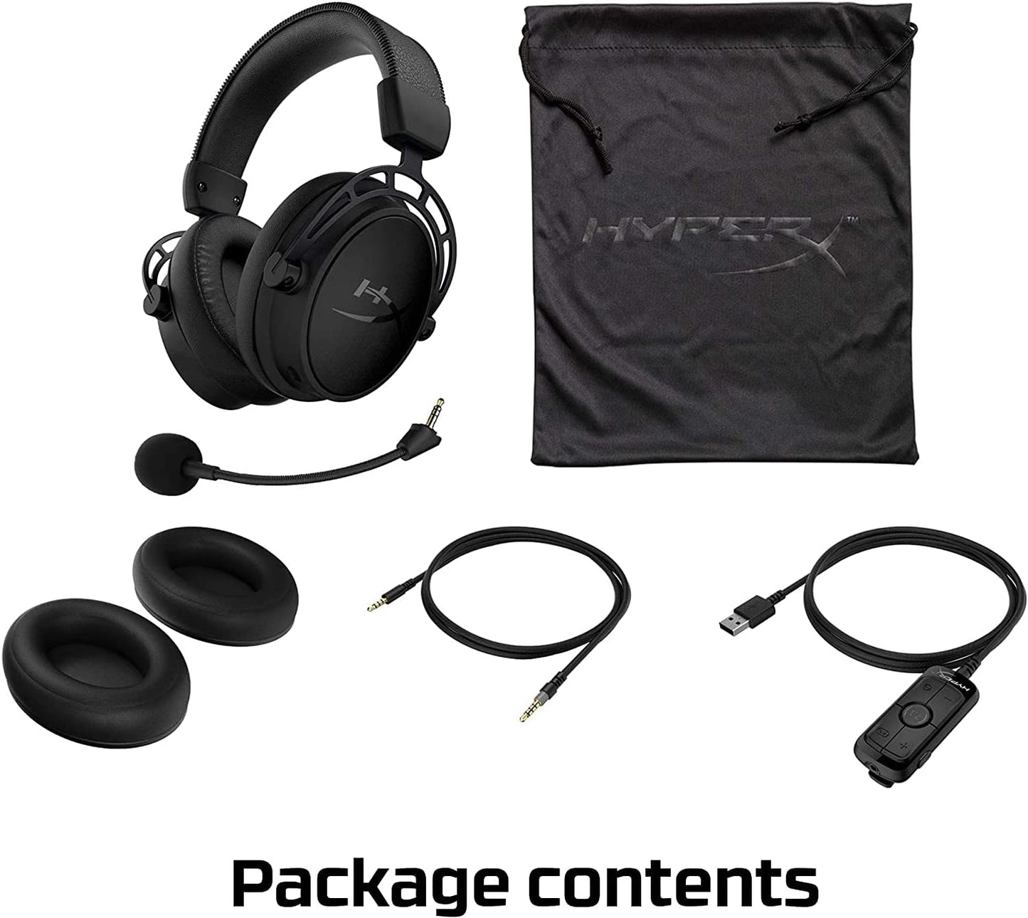 HyperX Cloud Alpha S - PC Gaming Headset, 7.1 Surround Sound, Adjustable Bass, Dual Chamber Drivers, Chat Mixer, Breathable Leatherette, Memory Foam, and Noise Cancelling Microphone – Blackout Black Wired Cloud Alpha S Headset