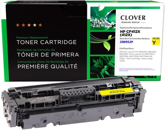Clover imaging group Clover Remanufactured Toner Cartridge Replacement for HP CF412X (HP 410X) | Yellow | High Yield 5000 Yellow