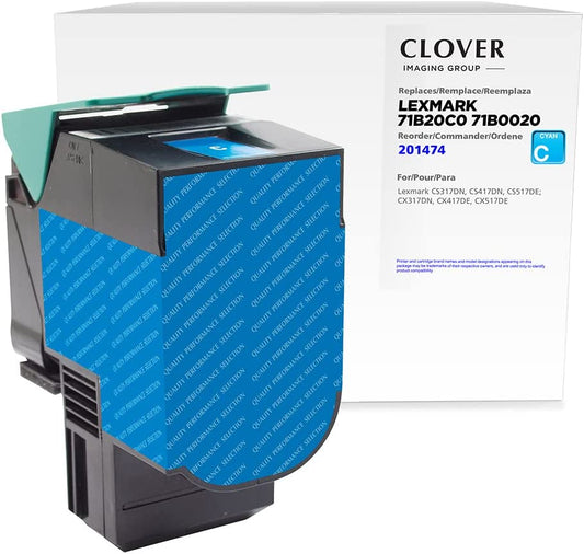 Clover imaging group Clover Remanufactured Toner Cartridge Replacement for Lexmark CS317/CS417/CS517 | Cyan
