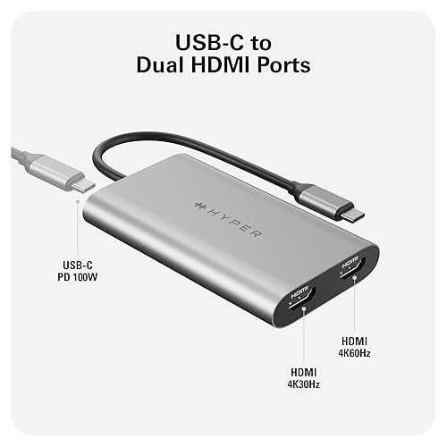 Targus 4K Dual HDMI USB C Hub M1 MacBook 3in1: HDMI 4K 60Hz, HDMI 4K 30Hz, USB-C PD 100W for MacBook Pro/Air(M1 & Intel-Powered), Windows PC, Chromebook