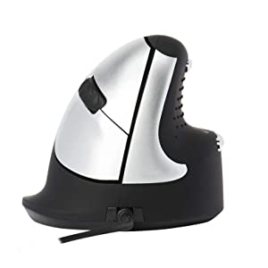 Rgotools R-Go Tools USB Wired Vertical Ergonomic Mouse, [Medium Hand Size 165-185mm], Right-Handed, Black/Silver, 5 Buttons, for Windows, Mac, Linux, Plug and Play, 5.25ft Cord ys/m Right Handed - Wired Black