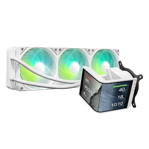 TRYX Panorama SE 360 ARGB White 360mm AIO Rotatable 6.5'' AMOLED Curved Screen 3D Anamorphic Effect Customizable AIO Cooler 360mm White Asetek Adela 280w TDP Intel LGA 1851/1700/1200/115X AMD AM5/AM4 P360A SE WH