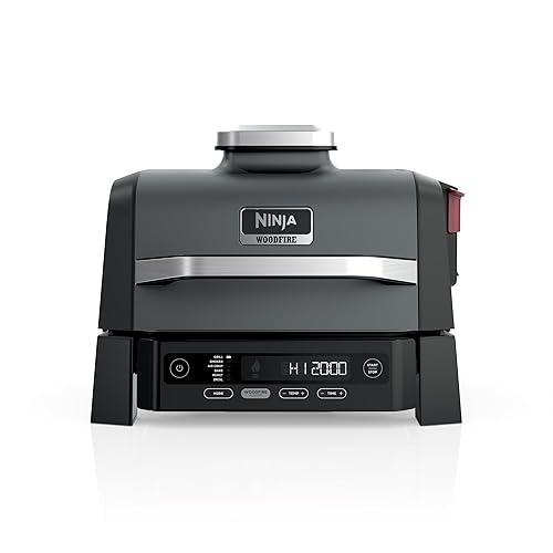 Ninja Woodfire® Outdoor Grill & Smoker, 6-in-1 Functionality, Grill, Smoke, Bake, Roast, Air Fry, Broil, Authentic Woodfire Flavours, Electric Heat, OG321C