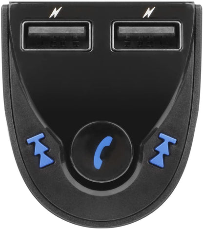 Aluratek Bluetooth Car Audio Receiver and FM Transmitter with Mic for Hands-Free Calls (ABF01F), Blue
