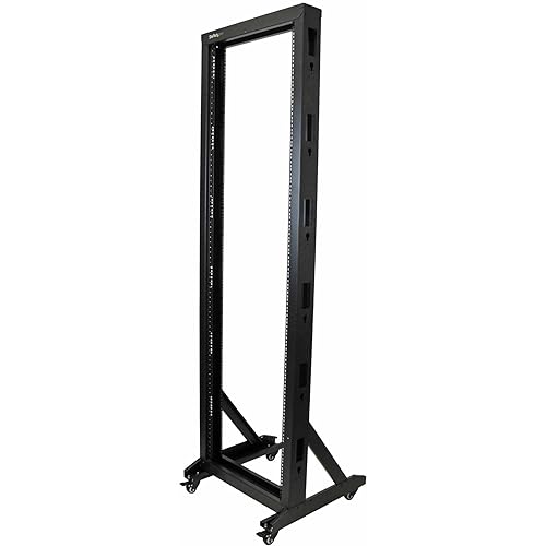 StarTech.com 2-Post 42U Mobile Open Frame Server Rack, Two Post 19in Network Rack with Casters, Rolling Open Rack for AV/Data/IT Equipment, Computer Rack for Home/Office Spaces (2POSTRACK42) 2 Post 42U