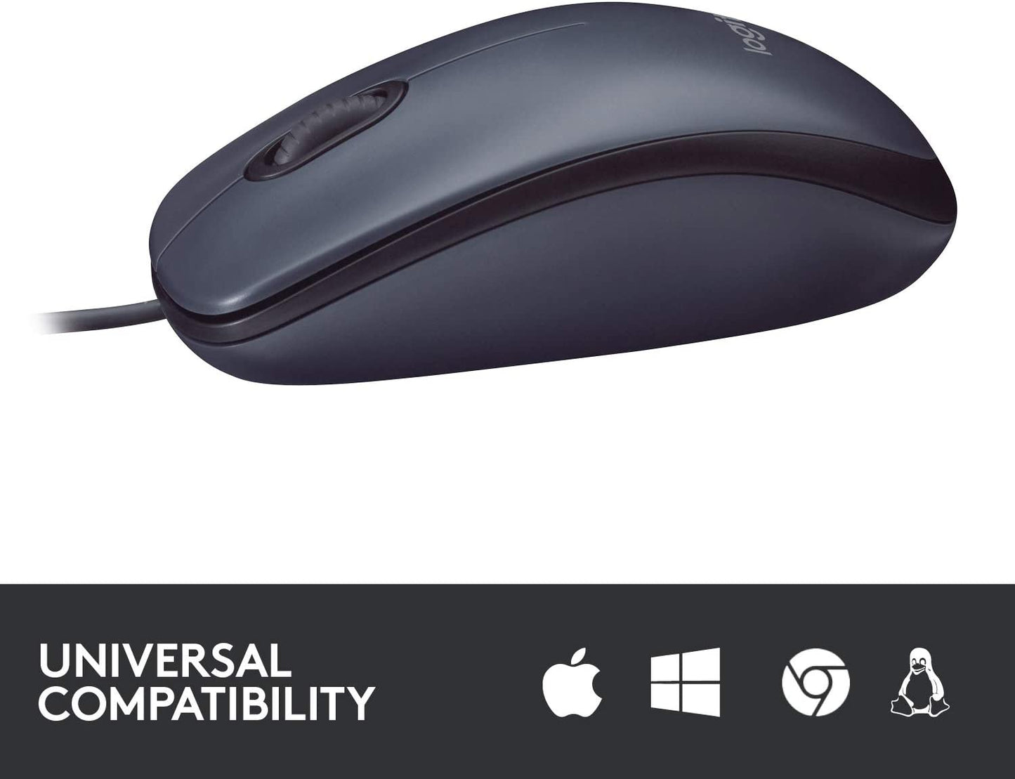 Logitech M100R Wired Usb Mouse Dark Black