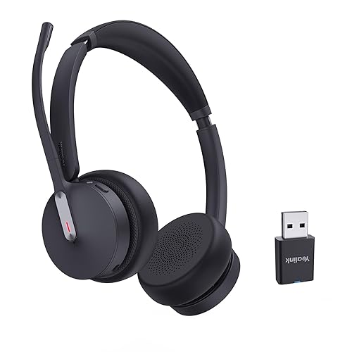 Yealink WH64 Hybrid with DECT Dongle, 492ft Range, 32 Talk Time Bluetooth Headset for Teams, Zoom Skype UC, 3X Mic Noise Cancelling, Headset PC Phone WH64 Hy-Dual UC( DECT Dongle)