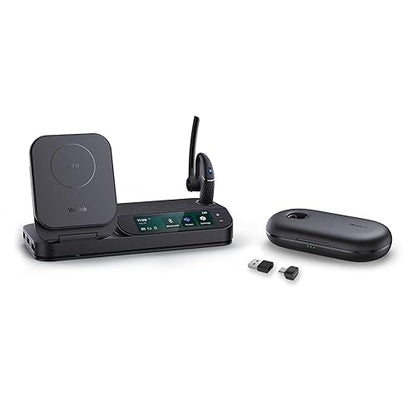 Yealink Bluetooth Headset Workstation, Office Wireless Headset with Mic, Speakerphone, Wireless Charging Pad, Charging Case, USB-C/A Dongle,Connect to Desk Phone, PC, Work with Teams Zoom BH71 Workstation Pro (USB-C to A) Black