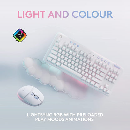 Logitech G Wireless Gaming Combo, G715 Keyboard and G705 Mouse, Customizable LIGHTSYNC RGB Lighting, Lightspeed Wireless, Bluetooth, PC/Mac/Laptop - with $20 SIMS Spa Day Game Pack - White Mist Tactile Mouse + Keyboard Mouse + Keyboard