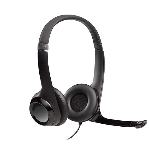Logitech H390 Wired Headset for PC/Laptop, Stereo Headphones with Noise Cancelling Microphone, USB, In-Line Controls, Works with Chromebook - Black Black 1 Pack