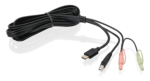 IOGEAR 6ft HDMI KVM Cable with USB and Audio (TAA Compliant) - 6 ft KVM Cable for KVM Switch, Monitor, Speaker, Keyboard/Mouse - First End: 1 x USB 2.0 Type B - Male, 2 x Mini-phone Audio, 1 x 19-pin HDM Digital Audio/Video - Male