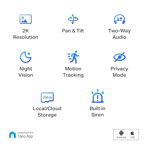 TP-Link Tapo 2K Pan Tilt Security Camera for Baby Monitor, Dog Camera w/ Motion Detection, 2-Way Audio Siren, Night Vision, Cloud &SD Card Storage (Up to 256 GB), Works with Alexa & Google Home (C210) 2K HD Pan/Tilt Security WiFi Camera