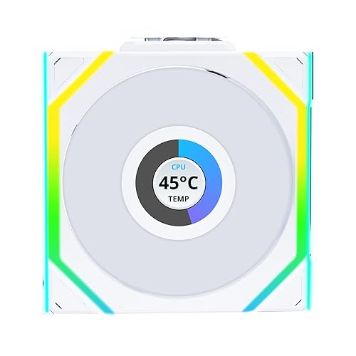 Lian Li UNI Fan SL-LCD Wireless 120 - Performance ARGB Fan w/ 1.6" LCD Display, Without Wireless Connector, Daisy-Chain Design, Customizable Lighting Effects, 400×400 Res.-White(12SLLCD1W1W) LCD 120 White
