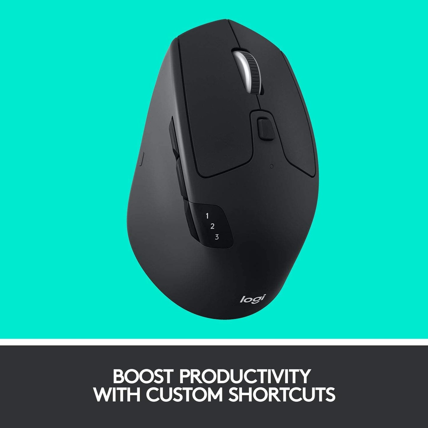 Logitech M720 Triathalon Multi-Device Wireless Mouse – Easily Move Text, Images and Files Between 3 Windows and Apple Mac Computers Paired with Bluetooth or USB, Hyper-Fast Scrolling, Black