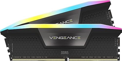 CORSAIR VENGEANCE RGB DDR5 RAM 32GB (2x16GB) 5600MHz CL40 Intel XMP iCUE Compatible Computer Memory - Black (CMH32GX5M2B5600C40K) 32GB (2x16GB) Black