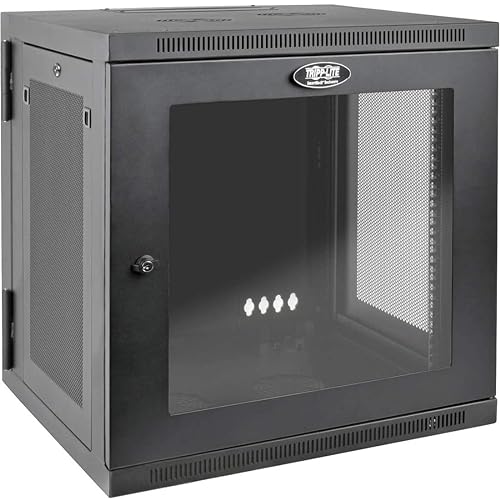 Tripp Lite 12U Wall Mount Rack Enclosure Server Cabinet with Acrylic Glass Door, 24.5, (SRW12USDPG), Black 12U Hinged + Glass Door