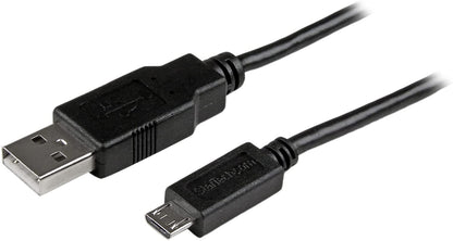 StarTech.com 1 ft Mobile Charge Sync USB to Slim Micro USB Cable - Phones &amp; Tablets - A to Micro B M/M - Thin Micro USB Charging Cable (USBAUB1BK) 1 ft / 30cm Black