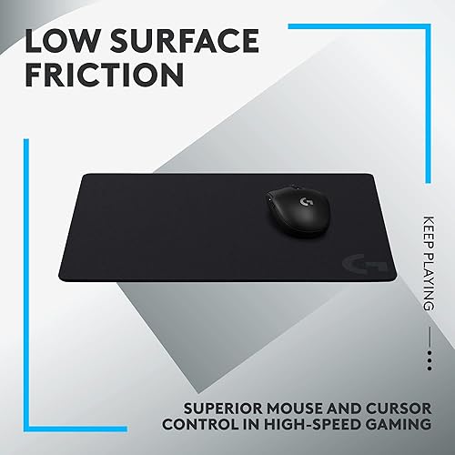 Logitech G440 Hard Gaming Mouse Pad, Optimized for Gaming Sensors, Moderate Surface Friction, Non-Slip Mouse Mat - Black Black M Hard