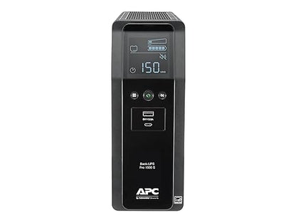 APC by Schneider Electric UPS, 1500VA Sine Wave UPS Battery Backup & Surge Protector, BR1500MS2 Backup Battery with AVR, (2) USB Charger Ports, Back-UPS Pro Uninterruptible Power Supply Sinewave Battery Backup