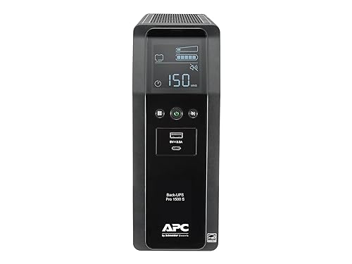 APC by Schneider Electric UPS, 1500VA Sine Wave UPS Battery Backup & Surge Protector, BR1500MS2 Backup Battery with AVR, (2) USB Charger Ports, Back-UPS Pro Uninterruptible Power Supply Sinewave Battery Backup