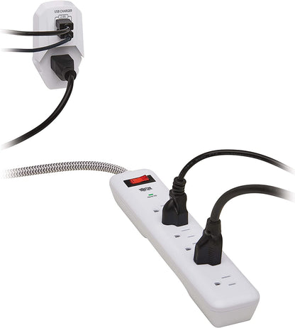 Tripp Lite Surge Protector Power Strip 7-Outlet with 2 USB Ports 6ft Cord White (TLP616USB)